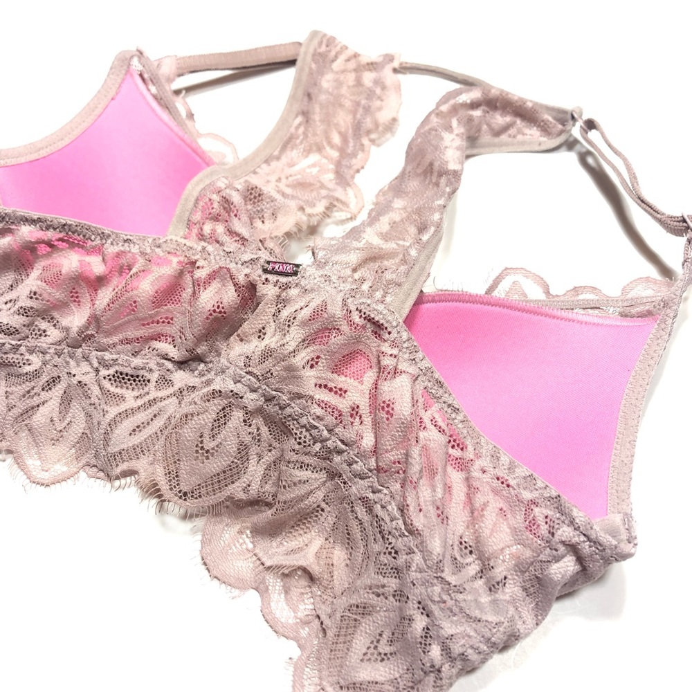 PINK VICTORIA’S SECRET push up pink lace bralette - Picture 7 of 10